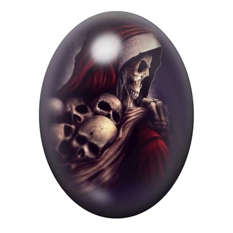 Cabochon en Verre Illustré Père-Noël Crâne Horreur Gothique 13x18, 18x25 ou 30x40mm