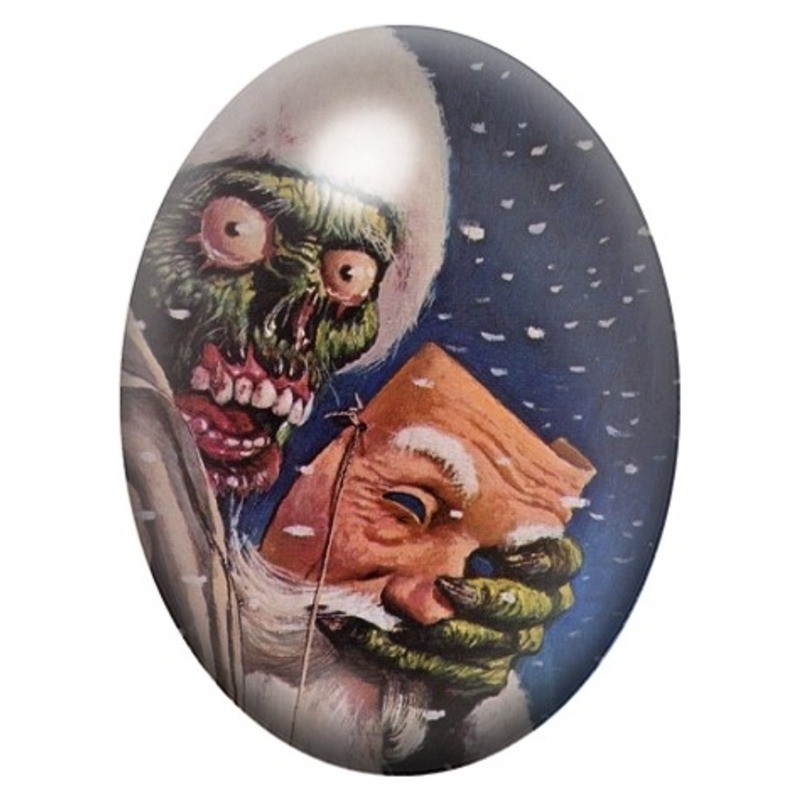 Cabochon en Verre Illustré Père Noël Zombie au Cadeau 13x18, 18x25 ou 30x40mm