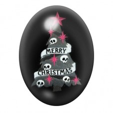 Cabochon en Verre Illustré Sapin Gothique Merry Christmas 13x18, 18x25 ou 30x40mm pour la création de bijoux fantaisie - DIY