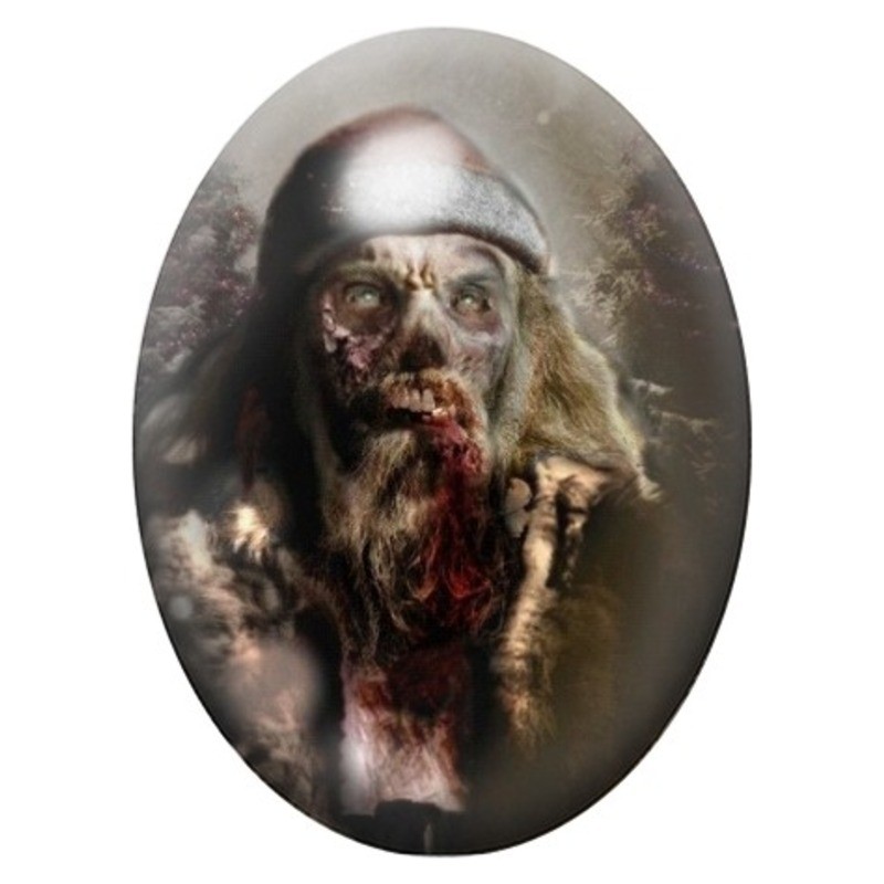 Cabochon en Verre Illustré Père Noël Zombie 13x18, 18x25 ou 30x40mm
