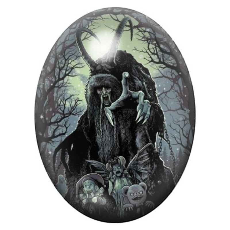 Cabochon en Verre Illustré Krampus à la Faux 13x18, 18x25 ou 30x40mm