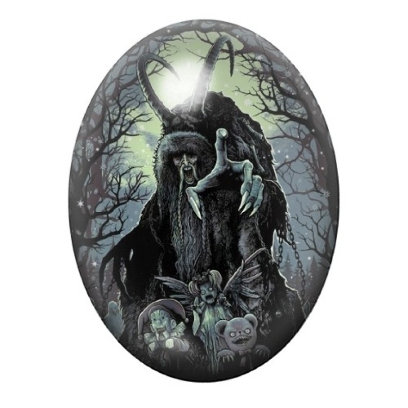 Cabochon en Verre Illustré Krampus Noël Horreur Gothique 13x18, 18x25 ou 30x40mm