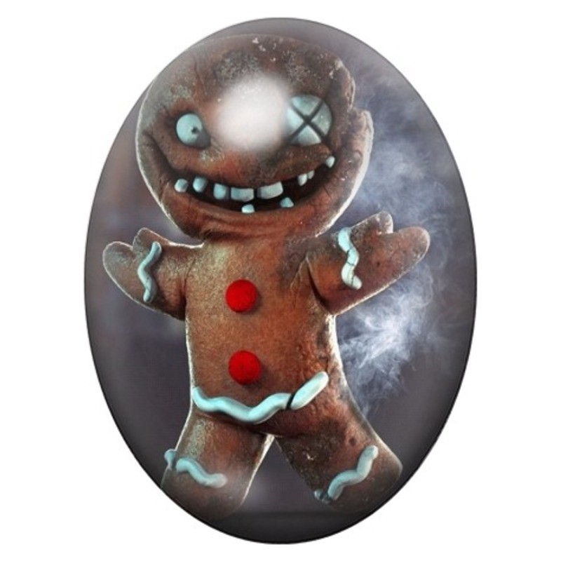 Cabochon en Verre Illustré Pain d’Épice Monstrueux 13x18, 18x25 ou 30x40mm