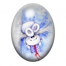 Cabochon en Verre Illustré Ourson de Noël 13x18, 18x25 ou 30x40mm pour la Création de Bijoux Fantaisie - DIY
