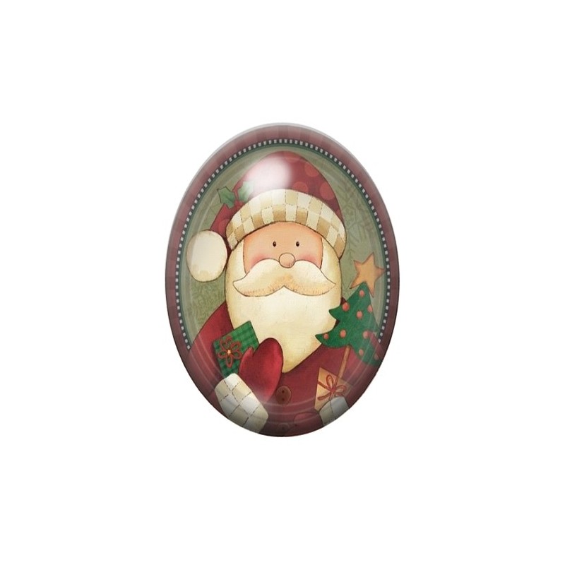 Cabochon en Verre Illustré Père-Noël Cadeau 13x18, 18x25 ou 30x40mm
