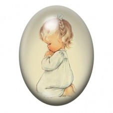 Cabochon en Verre Illustré Enfant en Prière de Noël 13x18, 18x25 ou 30x40mm pour la création de bijoux fantaisie - DIY