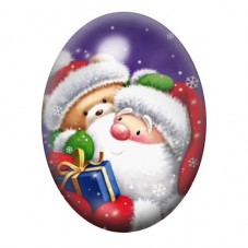 Cabochon en Verre Illustré Père Noël avec Ourson et Cadeau 13x18, 18x25 ou 30x40mm pour la création de bijoux fantaisie - DIY