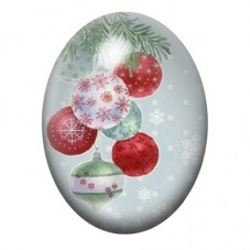 Cabochon en Verre Illustré Boules de Noël Rouges et Blanches 13x18, 18x25 ou 30x40mm pour la création de bijoux fantaisie - DIY