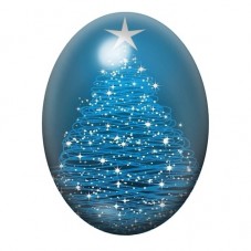 Cabochon en Verre Illustré Sapin de Noël Bleu Lumineux 13x18, 18x25 ou 30x40mm pour la création de bijoux fantaisie - DIY