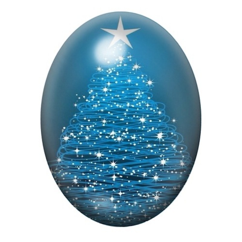 Cabochon en Verre Illustré Sapin de Noël Illuminations 13x18, 18x25 ou 30x40mm