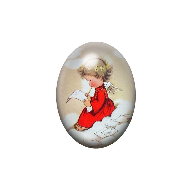 Cabochon en Verre Illustré Ange de Noël Enfant 13x18, 18x25 ou 30x40mm