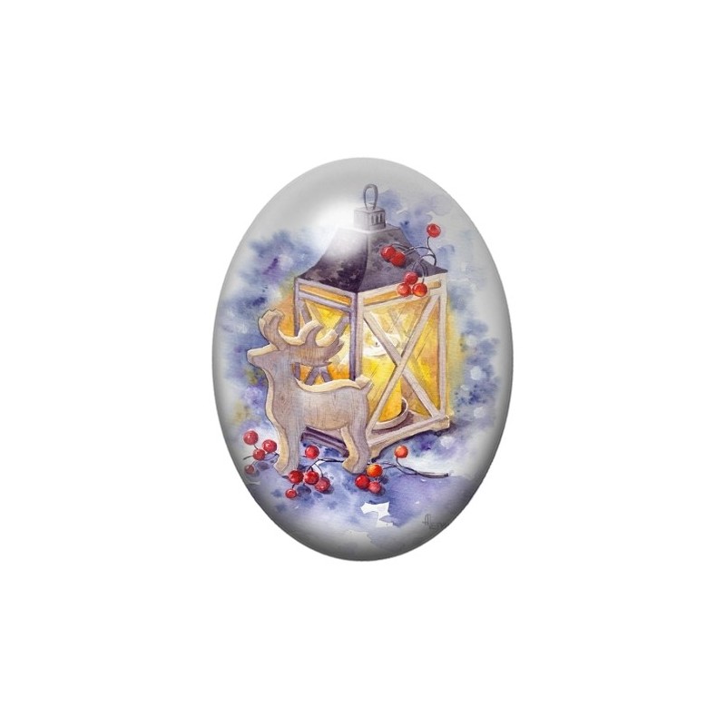 Cabochon en Verre Illustré Illuminations de Noël 13x18, 18x25 ou 30x40mm