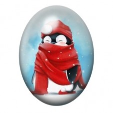 Cabochon en Verre Illustré Pingouin de Noël 13x18, 18x25 ou 30x40mm pour la Création de Bijoux Fantaisie - DIY
