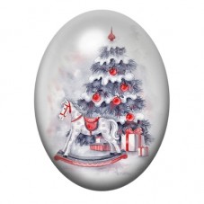 Cabochon en Verre Illustré Sapin de Noël 13x18, 18x25 ou 30x40mm pour la Création de Bijoux Fantaisie - DIY