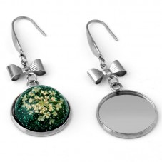 1 Paire de Supports Boucles d'Oreilles en Acier Inoxydable Argenté pour Cabochon 12 ou 20mm