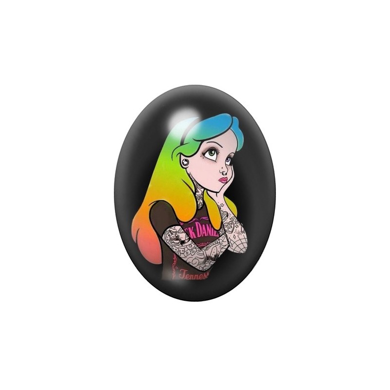 Cabochon en Verre Illustré Alice au Pays des Merveilles Gothique 13x18, 18x25 ou 30x40mm