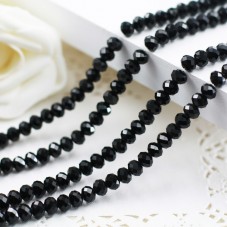 145 Perles à Facettes Noires en Verre 3x4mm pour la Création de Bijoux Fantaisie - DIY