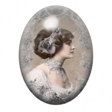 Cabochon en Verre Illustré Élégante Vintage à la Rose Noire 13x18, 18x25 ou 30x40mm pour la création de bijoux fantaisie - DIY