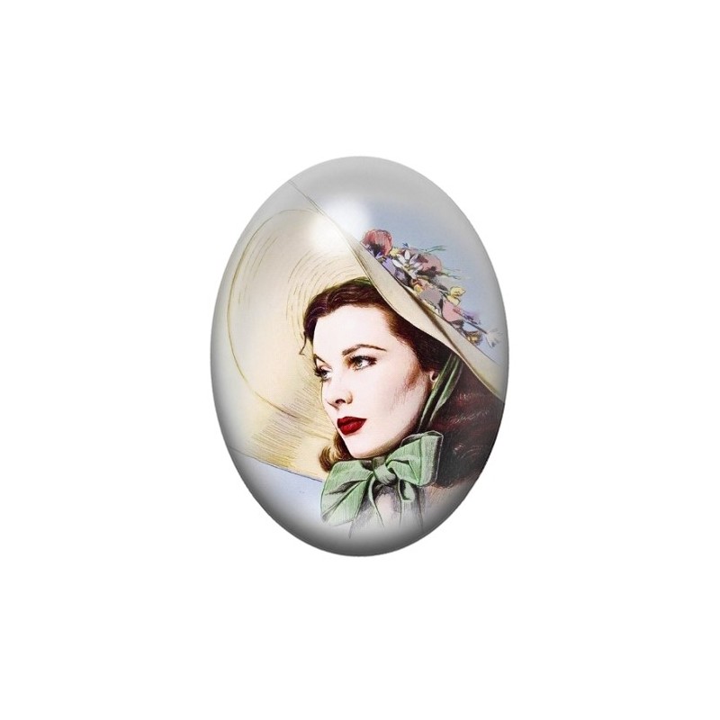 Cabochon en Verre Illustré Scarlett O'Hara Vintage 13x18, 18x25 ou 30x40mm