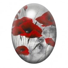 Cabochon en Verre Illustré Coquelicots Rouges Aquarelle 13x18, 18x25 ou 30x40mm pour la création de bijoux fantaisie - DIY