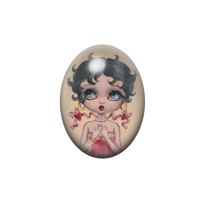Cabochon en Verre Illustré Betty Boop Vintage 13x18, 18x25 ou 30x40mm