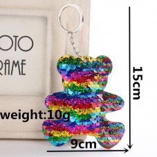 Porte-Clé Nounours en Sequin 15cm Idée Cadeau