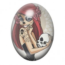 Cabochon en Verre Illustré Petite Sirène Calavera au Crâne 13x18, 18x25 ou 30x40mm pour la création de bijoux fantaisie - DIY