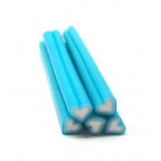 5 Canes Coeur Bleu en Pâte Polymère 5cm pour la Création de Bijoux Fantaisie - DIY