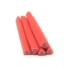 5 Canes Coeur Rouge en Pâte Polymère 5cm pour la Création de Bijoux Fantaisie - DIY