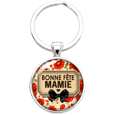 Porte-clé "Bonne Fête Mamie" Fleuri et Vintage pour la Création de Bijoux Fantaisie - DIY