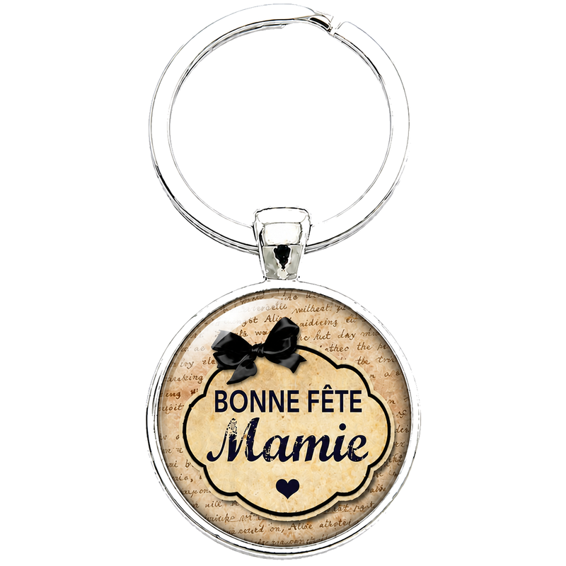 Porte-clé "Bonne Fête Mamie" Vintage Beige