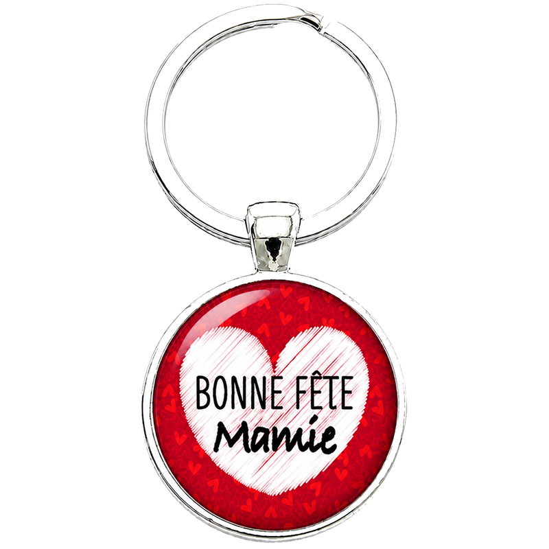 Porte-clé "Bonne Fête Mamie" Cœur Rouge