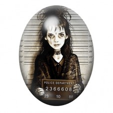 Cabochon en Verre Illustré Lydia Beetlejuice Coupable Police Gothique 13x18, 18x25 ou 30x40mm  pour la Création de Bijoux Fantai