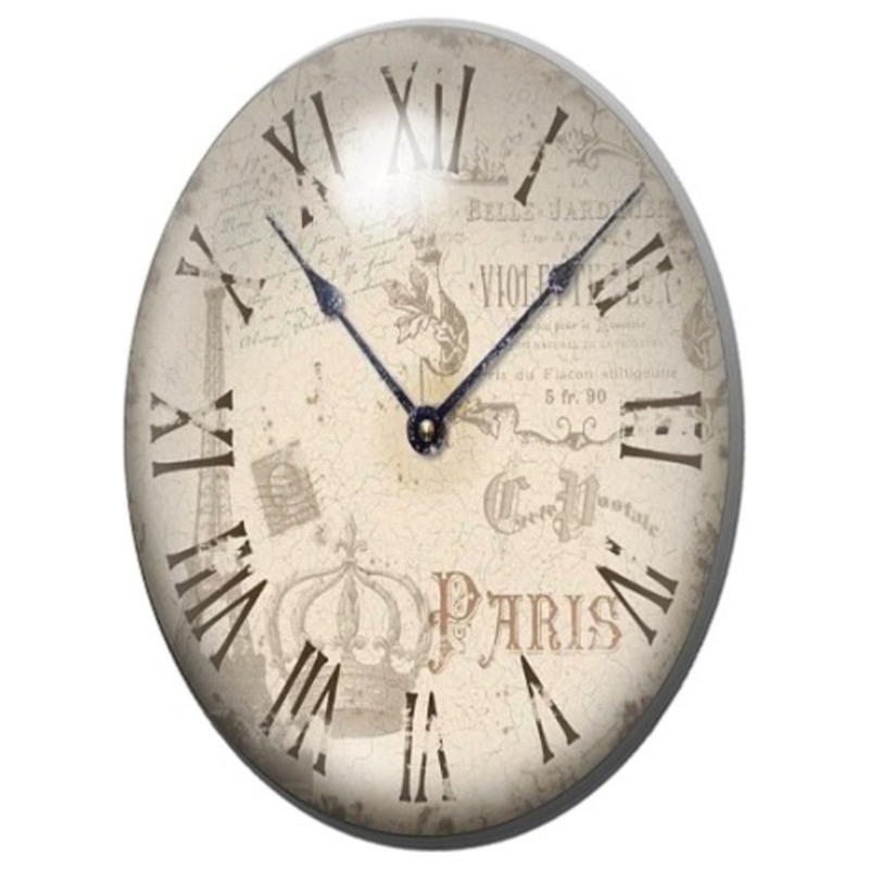 Cabochon en Verre Illustré Horloge de Paris Vintage 13x18, 18x25 ou 30x40mm