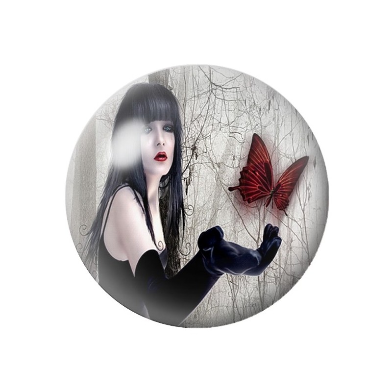 Cabochon en Verre Illustré Femme Papillon Gothique 12 à 25mm