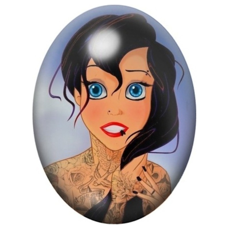 Cabochon en Verre Illustré Princesse Jasmine Gothique 13x18, 18x25 ou 30x40mm