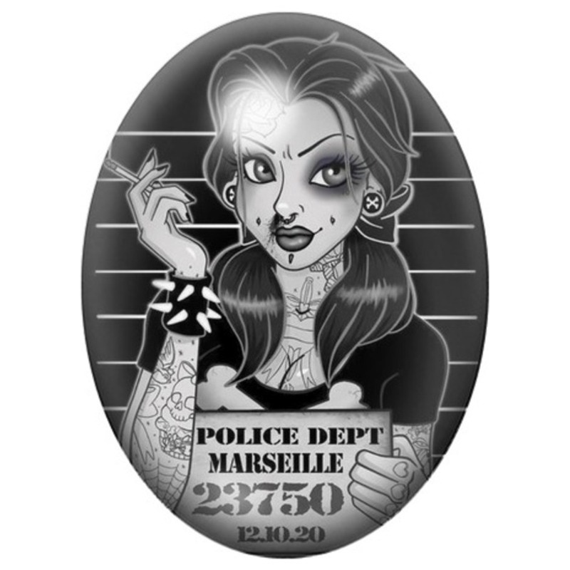 Cabochon en Verre Illustré Belle Photo de Police 13x18, 18x25 ou 30x40mm