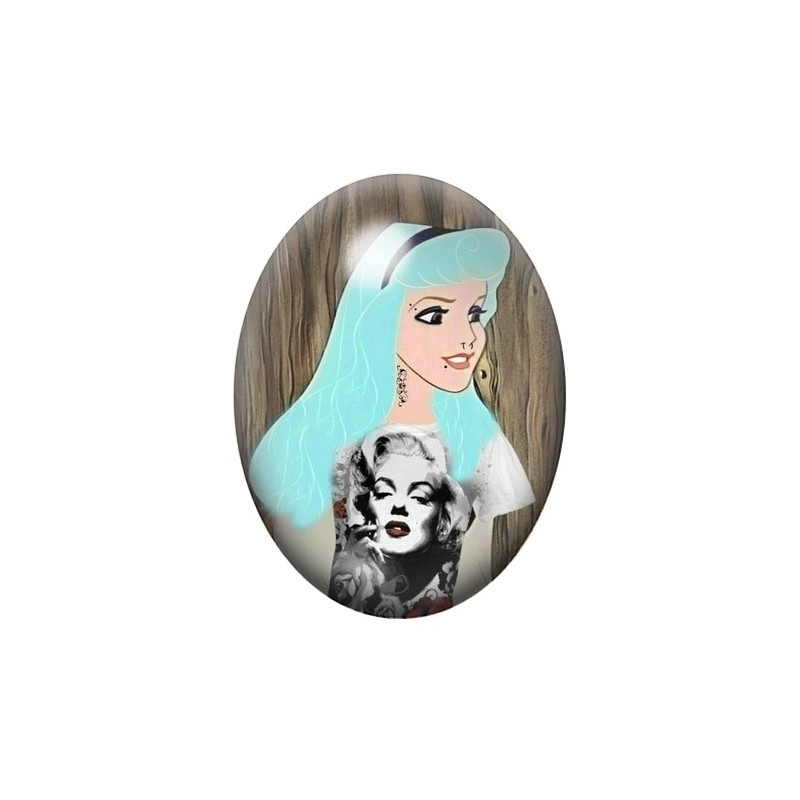 Cabochon en Verre Illustré Princesse La Belle au Bois Dormant Gothique 13x18, 18x25 ou 30x40mm