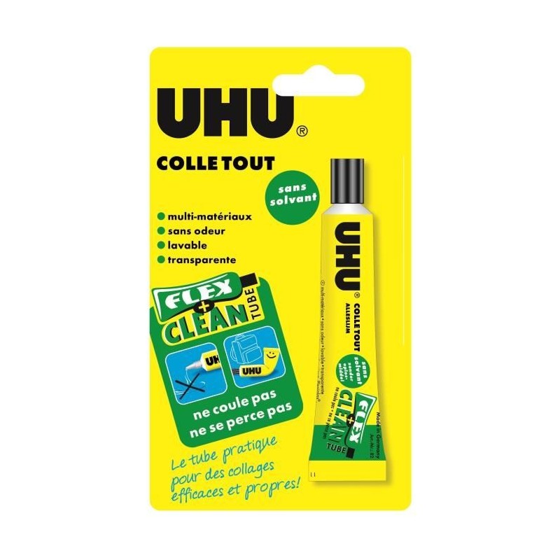 1 Tube de Colle UHU Flex + Clean - Tube de colle - 20 gr - sans solvant