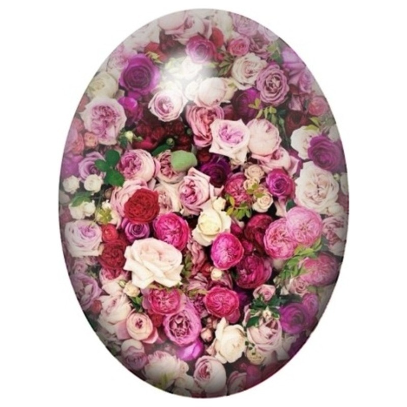 Cabochon en Verre Illustré Bouquet de Roses Roses et Mauves 13x18, 18x25 ou 30x40mm