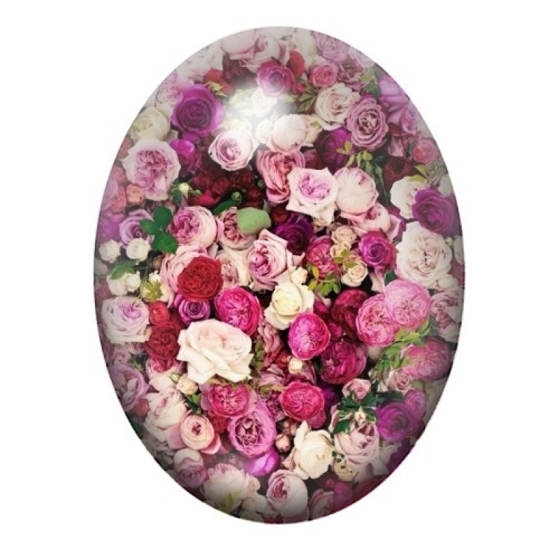Cabochon en Verre Illustré Fleurs 13x18, 18x25 ou 30x40mm