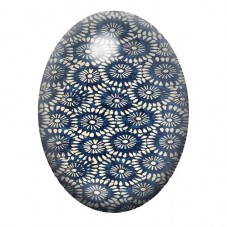 Cabochon en Verre Illustré Fleurs Blanches sur Motif Bleu 13x18, 18x25 ou 30x40mm pour la création de bijoux fantaisie - DIY