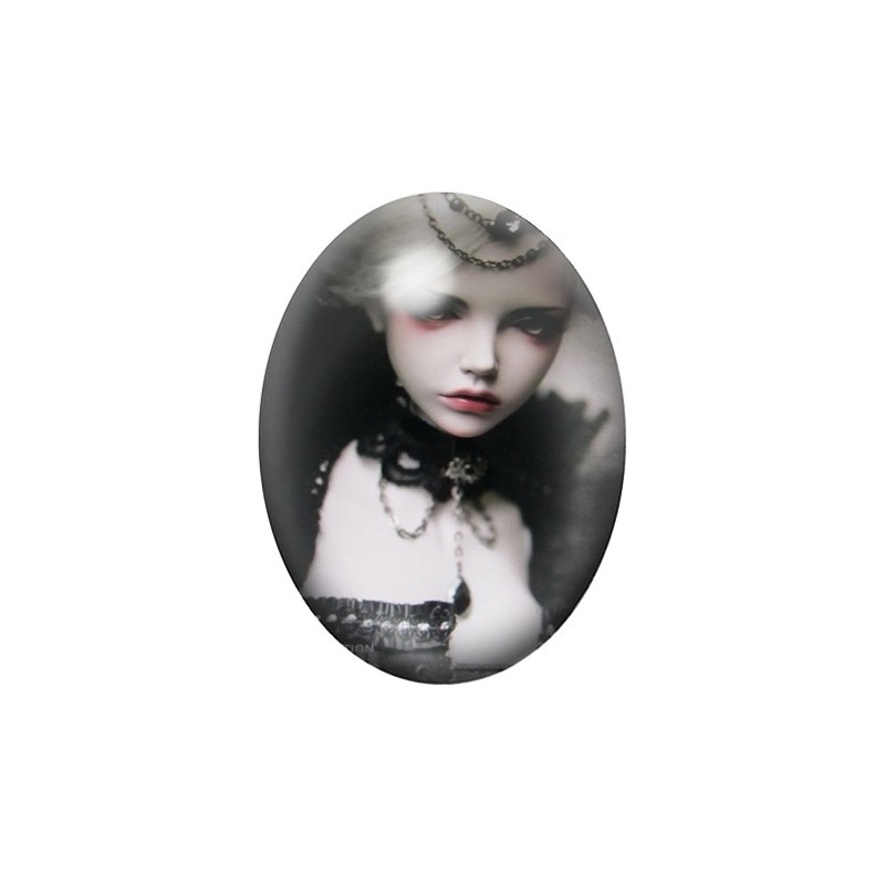 Cabochon en Verre Illustré Poupée Blythe Gothique 13x18, 18x25 ou 30x40mm