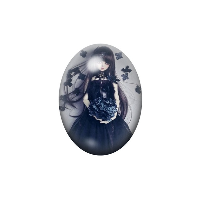 Cabochon en Verre Illustré Poupée Blythe Gothique 13x18, 18x25 ou 30x40mm