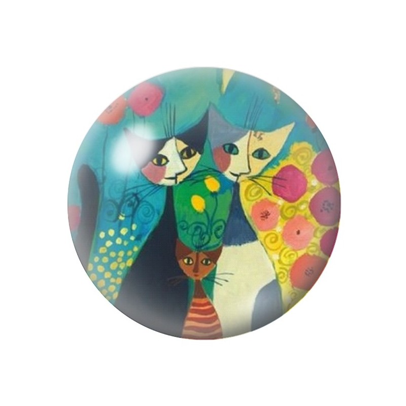 Cabochon en Verre Illustré Chats Colorés 12 à 25mm