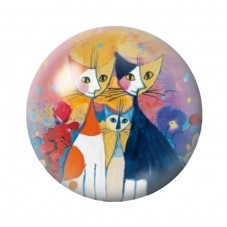 Cabochon en Verre Illustré Chats Colorés 12 à 25mm pour la Création de Bijoux Fantaisie - DIY