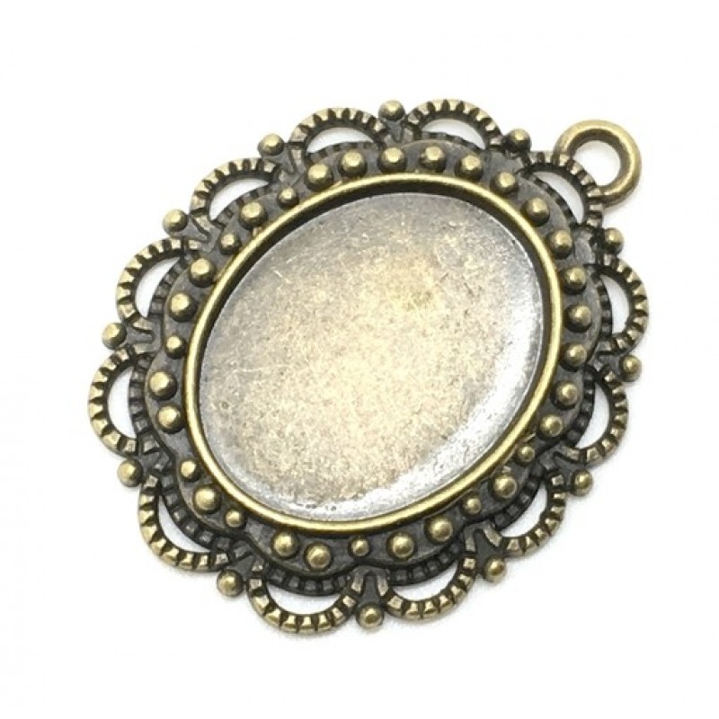 2 Supports Pendentif  Bronze pour Cabochon 14x18mm