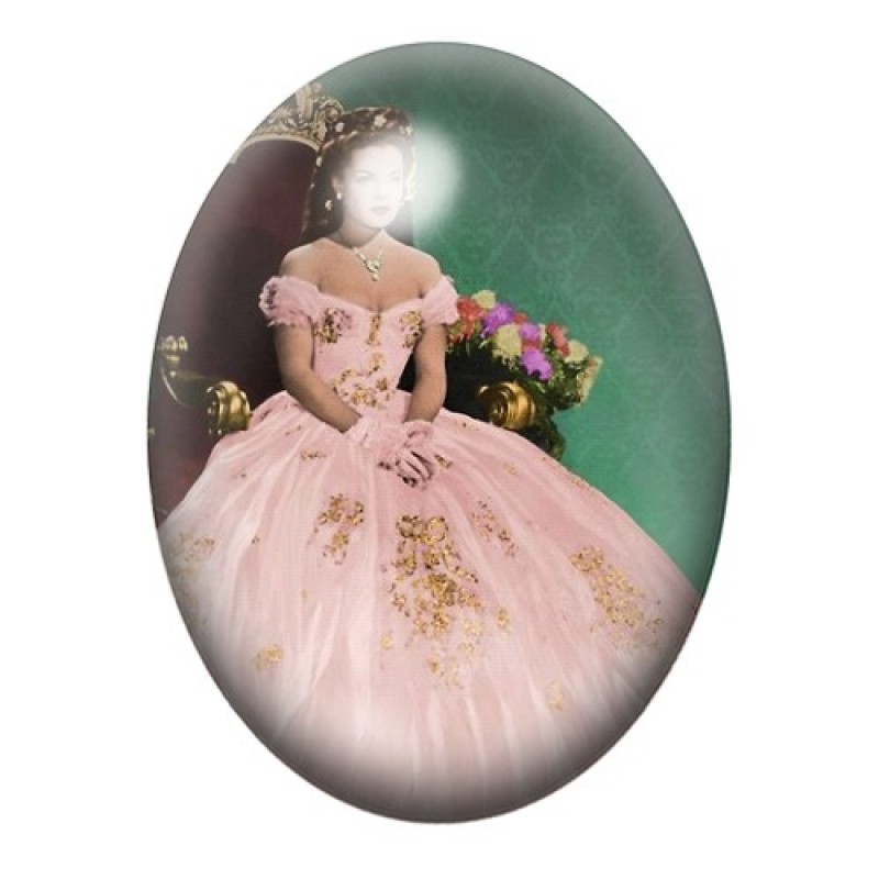 Cabochon en Verre Illustré Sissi Vintage 13x18, 18x25 ou 30x40mm