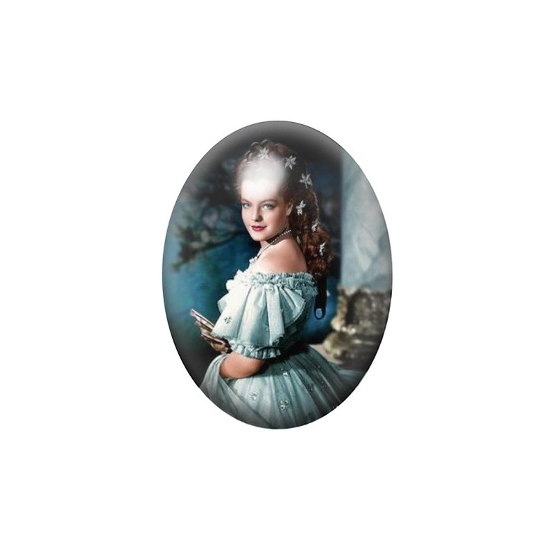Cabochon en Verre Illustré Sissi Vintage 13x18, 18x25 ou 30x40mm