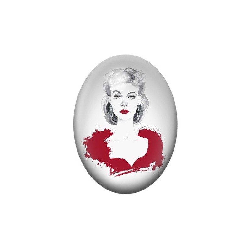 Cabochon en Verre Illustré Scarlett O'Hara Vintage 13x18, 18x25 ou 30x40mm